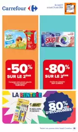 Catalogue Carrefour page 1: Pom'Potes compotes sans sucres ajoutes format familial, Skip ultimate lessive en capsules