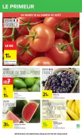 Catalogue Carrefour page 20: Pastèque sans pépins €3,99, Raisin noir €2,99