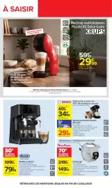 Catalogue Carrefour page 73: DeLonghi Machine à expresso €79,99, Moulinex Cookeo+ gris €149,99