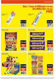Booker Wholesale brochure Page 5: Haribo sour sticks €13,99, Cadbury chocolate bars €30,29