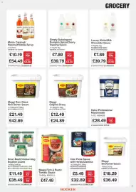 Booker Wholesale brochure Page 7: Maggi rich & rustic tomato sauce €47,49, Knorr beef/chicken/veg bouillon cubes €11,49