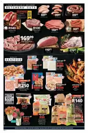 Checkers catalogue Page 2: Cape Point Prawn Meat €159,99, Mutton Bangers €89,99