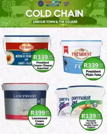 Take 'n Pay catalogue Page 15: Lancewood Cream cheese €399,99, President Plain Feta €339,99