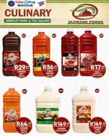 Take 'n Pay catalogue Page 7: Supreme BBQ Sauce €29,99, Chef's Secret Peri Peri Sauce €36,99