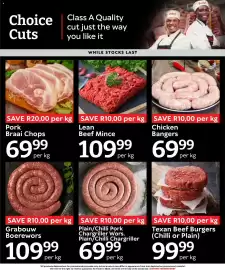 Oxford Freshmarket catalogue week 33 Page 4: Pork Braai Chops €69,99, Texan Beef Burgers €99,99