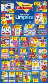 Encarte Supermercados Guanabara semana 33 Página 1: Perfumes lustra-móveis uau 200ml €4,77, Amaciante ype leve €6,99