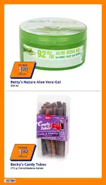 Action Flugblatt woche 33 Seite 17: Betty's Nature Aloe Vera-Gel €1,99, Becky's Candy Tubes €1,29
