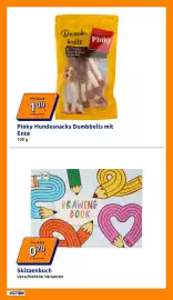 Action Flugblatt woche 33 Seite 2: Skizzenbuch €0,79, Pinky Hundesnacks Dumbbells mit Ente €1,49