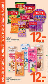 REMA 1000 tilbudsavis Side 4: Taffel - Chips eller snacks €12,00, Naturli' - Drik eller kokosvand €12,00