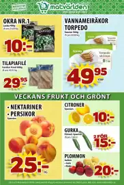 Matvärlden Tensta reklamblad vecka 37 Sida 3: TILAPIAFILÉ €29,95, PLOMMON €20,00
