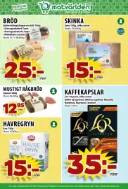 Matvärlden Tensta reklamblad vecka 37 Sida 5: MUSTIGT RÅGBRÖD €12,95, BRÖD €25,00
