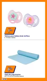 Catalogue Action semaine 33 page 15: Alvär Airflow Tétines pour bébés €1,99, Kaytan Tapis de yoga €6,79