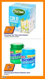 Catalogue Action semaine 33 page 17: Tea Time Thé glacé €0,89, Mentos Chewing-gum Menthe verte €2,99