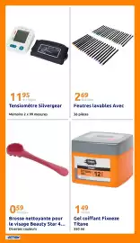 Catalogue Action semaine 33 page 26: Beauty Star Brosse nettoyante pour le visage €0,59, Fixeeze Gel coiffant Titane €1,49