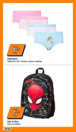 Catalogue Action semaine 33 page 6: Hipsters €3,87, Spider-Man Sac à dos €7,99