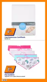 Volantino Action settimana 33 Pagina 12: Slip bambina €2,99, Coprимaterasso Comfibeds €4,95
