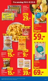 Lidl tilbudsavis uge 34 Side 18: OCEAN SEA Paneret alaskasej €59,00, SNACK DAY Majssnack €15,00