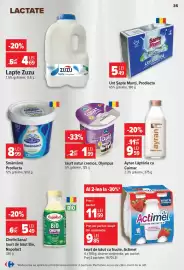 Catalog Carrefour săptămâna 33 Pagină 36: Iaurt de băut cu fructe Actimel €9,85, Ayran Lăptăria cu Caimac €9,59