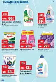 Catalog Carrefour săptămâna 33 Pagină 78: Detergent rufe capsule, Klyno €44,90, Balsam de rufe, Lenor €27,49