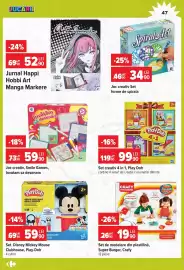 Catalog Carrefour Pagină 47: Set Disney Mickey Mouse Clubhouse, Play-Doh €59,00, Jurnal Happi Hobbi Art Manga Markere €52,00