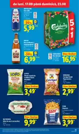 Catalog Lidl săptămâna 34 Pagină 23: BĂNEASA Covrigei Taralli Peperoncino €2,99, AZUGA Bere nefiltrată/nepasteurizată €6,99