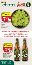 Chata Polska gazetka tydzień 33 Strona 1: Piwo Żubr €2,29, Winogrono białe Włochy €7,99