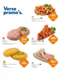 OKay folder Pagina 8: Gemarineerde gevogelteballetjesbrochette €6,65, Boecher Irish Beef Burger €11,98