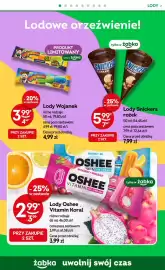 Żabka gazetka Strona 52: Lody Snickers rożek €5,99, Lody Oshee Vitamin Koral €2,99
