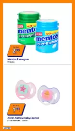 Action folder week 33 Pagina 17: Mentos kauwgum €2,99, Alvär Airflow babyspenen €1,99
