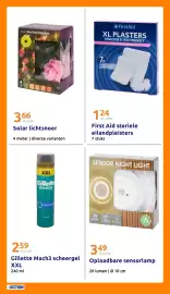 Action folder week 33 Pagina 25: First Aid steriele eilandpleisters €1,24, Solarlichtsnoer €3,66