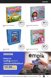 Empik gazetka Strona 21: Gra planszowa Monopoly Junior: Pszczółka Maja €84,99, Gra Top Trumps Match: Koci domek Gabi €44,99