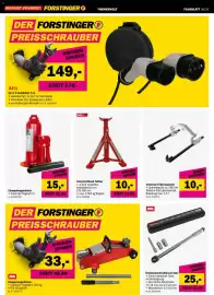Forstinger Flugblatt Seite 2: Unterstellbock faltbar uniTEC €10,00, Stempelwagenheber €15,00