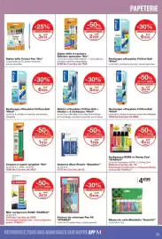 Catalogue Monoprix page 39: Scotch Bâtons de colle Metalistic €4,99, Bic Crayons à papier graphite €1,32