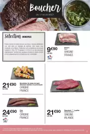Catalogue Monoprix page 9: Brochettes de rables de lapin €90,00, Foie Veau €24,90