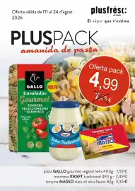 Folleto Plusfresc Página 1: Atún claro en aceite de oliva €4,99, Kraft - sabor tradicional €4,99