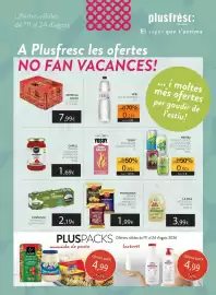 Folleto Plusfresc Página 1: Frit Ravich patata premium, aperitiu o pernil ibéric €1,99, Yosoy beguda de civada s/sucre €0,83
