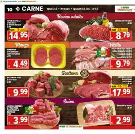 Volantino Iper Triscount Pagina 10: Hamburger 100% di manzo €4,49, Vitello €9,79