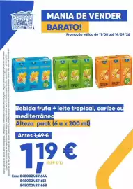 Folheto Casa Cheia Página 1: Bebida fruta + leite tropical, caribe ou mediterrâneo €1,19
