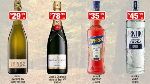 Liquor Stax catalogue Page 8: Arktika Vodka €45,99, Moet & Chandon Imperial Brut NV €78,99