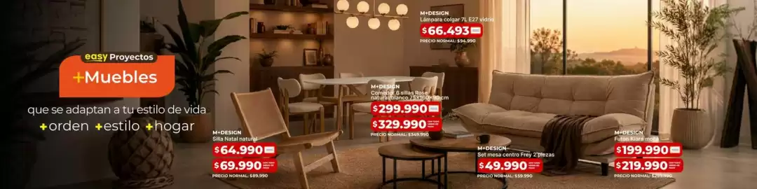 Catálogo Easy Página 1: Set mesa centro frey 2 piezas €49.990,00, Lámpara colgan €66.493,00