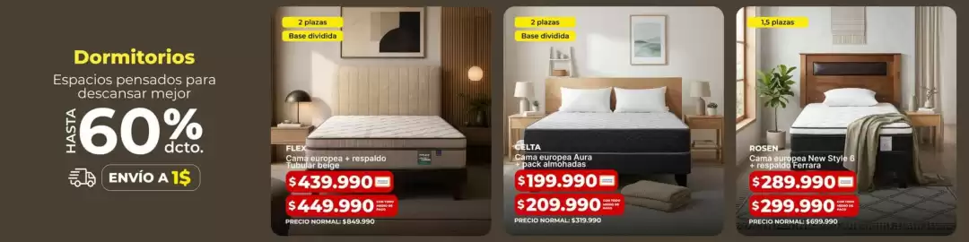 Catálogo Easy Página 3: Celta - cama europea aura + pack almohadas €199.990,00