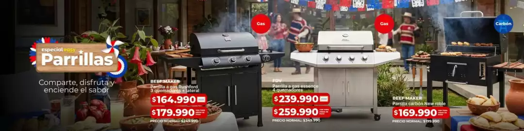 Catálogo Easy Página 5: Fdv - parrilla a gas essence 4 quemadores €239.990,00, Parrilla carbon new roble €169.990,00