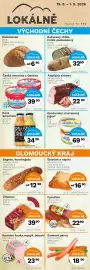 Konzum leták Strana 2: Beskydské uzeniny šunkové párky €18,90, Policka anglicka slanina €22,90