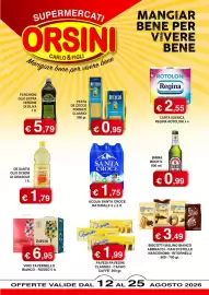 Volantino Orsini Market Pagina 1: Biscotti Mulino Bianco €3,49, Pavesini classici - cacao caffe' €1,99