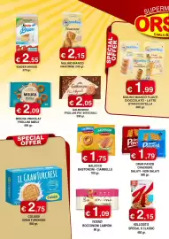 Volantino Orsini Market Pagina 2: Gran Pavesi Crackers €1,79, Balocco bastoncini - ciambelle €1,75