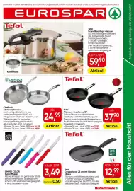 Eurospar Flugblatt Seite 1: Tefal Pfannen Excellence G7 €37,90, Chefkoch Edelstahlpfannen €24,99