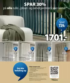 JYSK tilbudsavis Side 23: BOLMEN gardin €85,00, SPAR 30% på alle rulle-, plissé- og lamelgardiner i specialmål