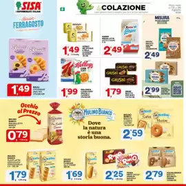 Volantino Sisa Pagina 8: Kinder Brioss Latte e Cacao €2,49, Kellogg's Cornflakes/Special K Classico €1,99