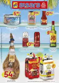 Folleto Alsara Supermercados Página 1: J&b rare €9,90, Montey atún en aceite €5,95