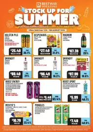 Bestway leaflet week 33 Page 1: Holsten pils €25,49, Desperados bottles €27,49